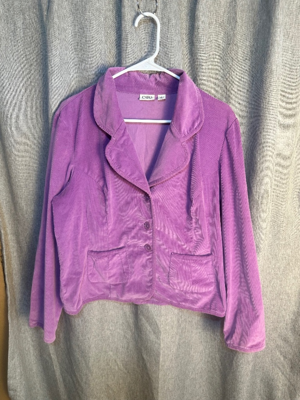 Cato Orchid Purple Fine Corduroy Button Up Blazer Jacket Workwear - Large